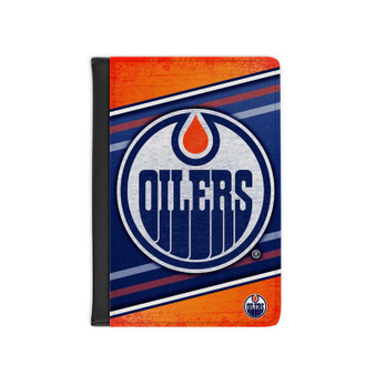 Edmonton Oilers NHL PU Faux Leather Passport Cover Black Wallet Holders Luggage Travel