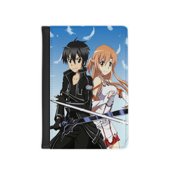 Sword Art Online Kirito Asuna PU Faux Leather Passport Cover Black Wallet Holders Luggage Travel