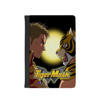 Tiger Mask W PU Faux Leather Passport Cover Black Wallet Holders Luggage Travel