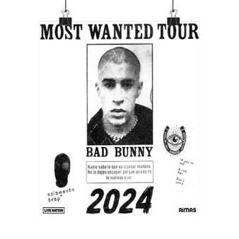Bad Bunny Most Wanted Tour Art Print Satin Silky Poster Home Decor