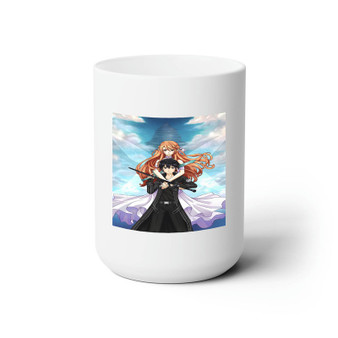 Kirito and Asuna Sword Art Online Ceramic Mug White 15oz Sublimation With BPA Free