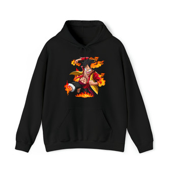 Luffy One Piece Fire Cotton Polyester Unisex Heavy Blend Hooded Sweatshirt