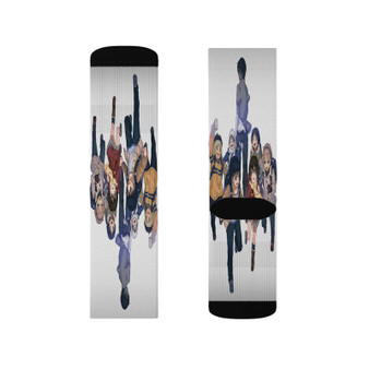 Erased Anime Sublimation Socks Polyester Unisex Regular Fit White