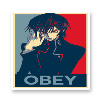 Code Geass lelouch Obey White Transparent Kiss-Cut Stickers Vinyl Glossy