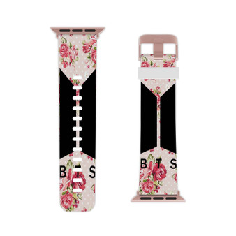 BTS Pink Flowers Professional Grade Thermo Elastomer Replacement Apple Watch Band Straps