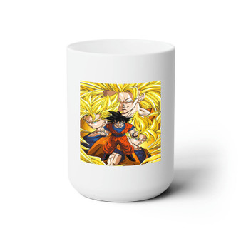 Goku Super Saiyan Transformation Dragon Ball White Ceramic Mug 15oz Sublimation With BPA Free