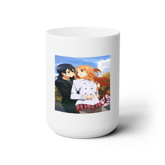 Sword Art Online Kirito and Asuna Best White Ceramic Mug 15oz Sublimation With BPA Free