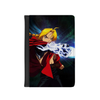 Edward Elric Fullmetal Alchemist Arts PU Faux Leather Passport Cover Wallet Black Holders Luggage Travel