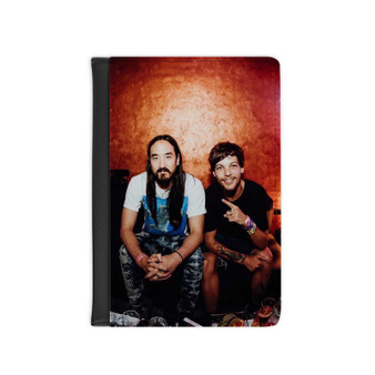 Steve Aoki and Louis Tomlinson Arts PU Faux Leather Passport Cover Wallet Black Holders Luggage Travel