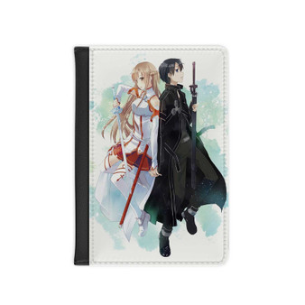 Sword Art Online Kirito and Asuna Arts PU Faux Leather Passport Cover Wallet Black Holders Luggage Travel