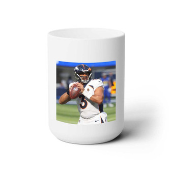 Russell Wilson Denver Broncos White Ceramic Mug 15oz With BPA Free