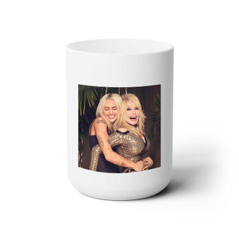 Miley Cyrus and Dolly Parton White Ceramic Mug 15oz With BPA Free