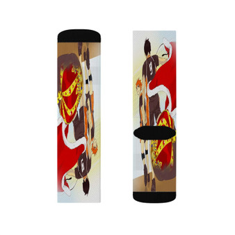 Hinata and Kageyama Haikyuu Sublimation White Socks Polyester Unisex Regular Fit