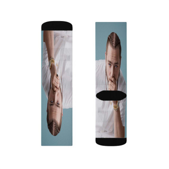 Post Malone Newest Sublimation White Socks Polyester Unisex Regular Fit