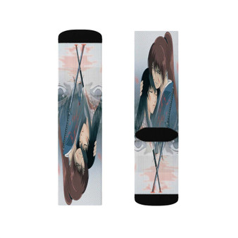 Rurouni Kenshin Meiji Kenkaku Romantan Tsuioku Hen Sublimation White Socks Polyester Unisex Regular Fit