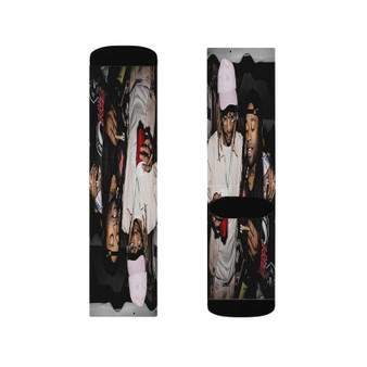 Ty Dolla ign Wiz Khalifa Sublimation White Socks Polyester Unisex Regular Fit