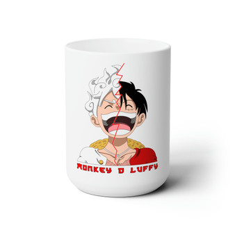 Laughing Luffy One Piece Gear 5 Half Face White Ceramic Mug 15oz With BPA Free