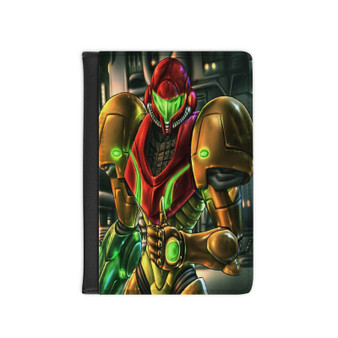 Samus Aran Metroid PU Faux Black Leather Passport Cover Wallet Holders Luggage Travel