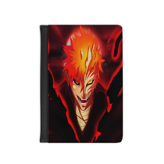 Ichigo Kurosaki Bleach PU Faux Black Leather Passport Cover Wallet Holders Luggage Travel