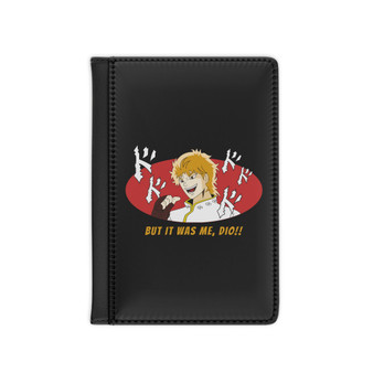 Jojo But It Was Me Dio PU Faux Black Leather Passport Cover Wallet Holders Luggage Travel