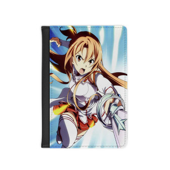 Asuna Sword Art Online PU Faux Black Leather Passport Cover Wallet Holders Luggage Travel