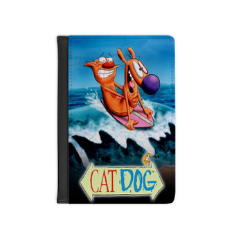 CatDog PU Faux Black Leather Passport Cover Wallet Holders Luggage Travel