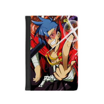 Kamina Tengen Toppa Gurren Lagann PU Faux Black Leather Passport Cover Wallet Holders Luggage Travel