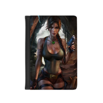 Lara Croft Tomb Raider PU Faux Black Leather Passport Cover Wallet Holders Luggage Travel