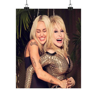 Miley Cyrus and Dolly Parton Art Satin Silky Poster for Home Decor