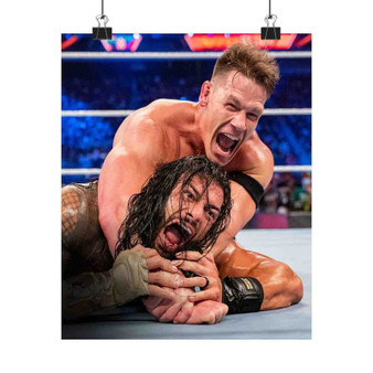 John Cena and Roman Reigns WWE Smack Down Art Satin Silky Poster for Home Decor