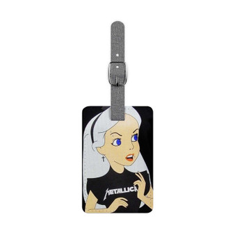 Alice in Wonderland With Metallica Polyester Saffiano Rectangle White Luggage Tag Card Insert