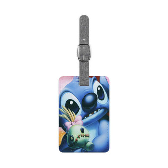 Disney Stitch Face Polyester Saffiano Rectangle White Luggage Tag Card Insert