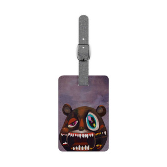 Kanye West Dark Bear Polyester Saffiano Rectangle White Luggage Tag Card Insert