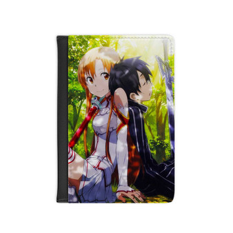 Asuna and Kirito Sword Art Online PU Faux Leather Passport Cover Wallet Black Holders Luggage Travel