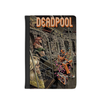Deadpool on Train PU Faux Leather Passport Cover Wallet Black Holders Luggage Travel