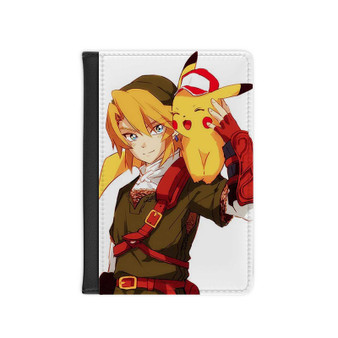 Link and Pikachu PU Faux Leather Passport Cover Wallet Black Holders Luggage Travel