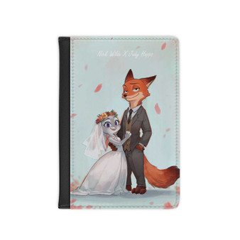 Nick and Judy Maried Zootopia PU Faux Leather Passport Cover Wallet Black Holders Luggage Travel