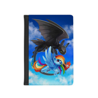 Rainbow Dash and Toothless PU Faux Leather Passport Cover Wallet Black Holders Luggage Travel