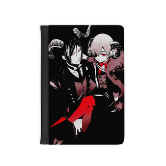 Sebastian Black Butler and Ciel PU Faux Leather Passport Cover Wallet Black Holders Luggage Travel