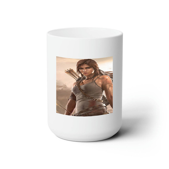 Lara Croft Tomb Raider White Ceramic Mug 15oz Sublimation BPA Free