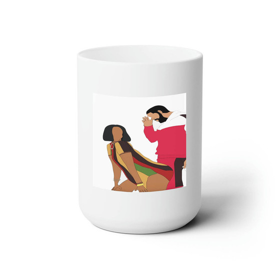 Rihanna and Drake White Ceramic Mug 15oz Sublimation BPA Free