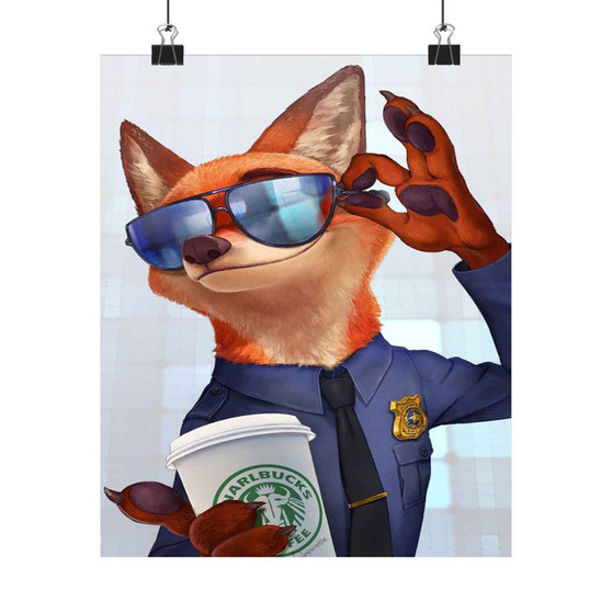 Zootopia Starbucks Coffee Silky Poster Satin Art Print Wall Home Decor