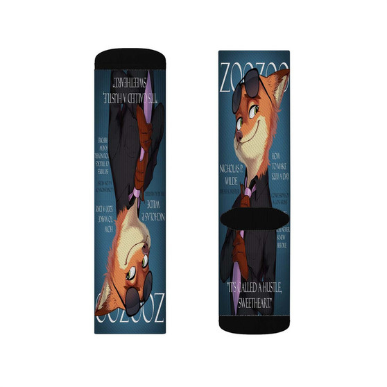 Judy and Nick Cover Models Zootopia Sublimation White Socks Polyester Unisex Regular Fit