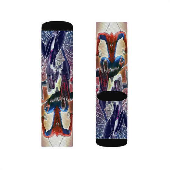 Spiderman Characters Sublimation White Socks Polyester Unisex Regular Fit