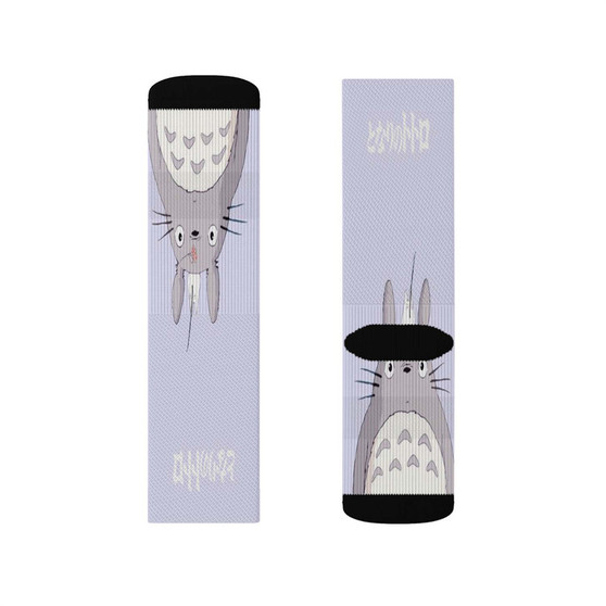 Totoro and Little Totoro Studio Ghibli Sublimation White Socks Polyester Unisex Regular Fit