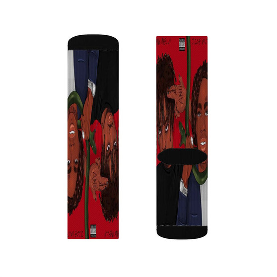 YNW Melly ft Juice WRLD Suicidal Sublimation White Socks Polyester Unisex Regular Fit