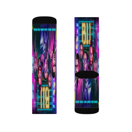 Zion Lennox Myke Towers Rvssian Darell B11 Sublimation White Socks Polyester Unisex Regular Fit