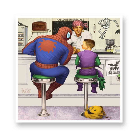 Spiderman and Kid Green Goblin Kiss-Cut Stickers White Transparent Vinyl Glossy