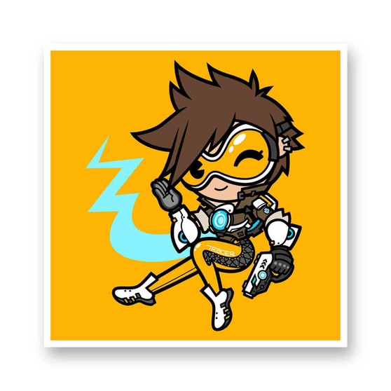 Tracer Overwatch Art Kiss-Cut Stickers White Transparent Vinyl Glossy