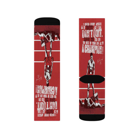 Muhammad Ali Champion Quotes Polyester Sublimation Socks White